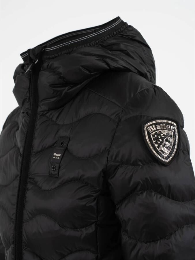 Blauer Donsjack met capuchon Black Dames