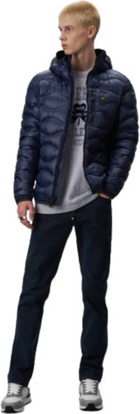 Blauer Gewatteerde Korte Jas Blauw Heren