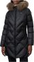 Blauer Geometrische Gewatteerde Nylon Jas met Afneembare Bontkraag Black Dames - Thumbnail 8