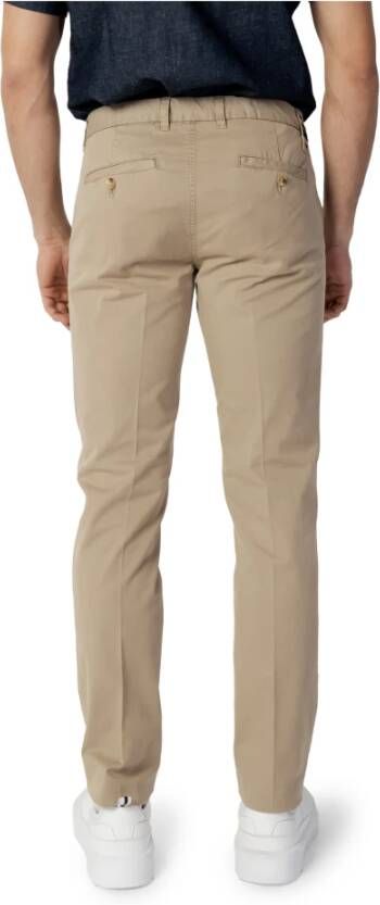 Blauer Effen Slim-Fit Broek Beige Heren