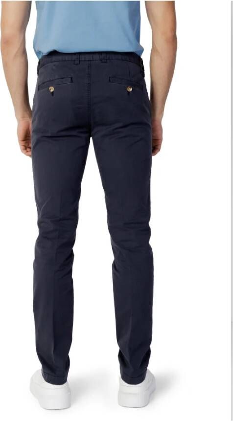 Blauer Effen Slim Broek Blauw Heren