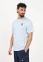 Blauer Lichtblauw Effen Ronde Hals T-shirt Blauw Heren - Thumbnail 4