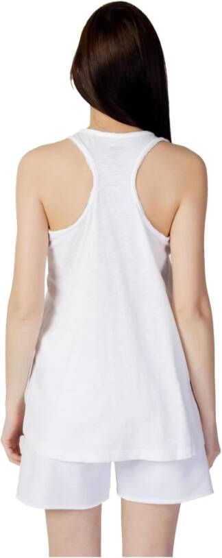 Blauer Dames Bedrukte Tanktop Wit Dames