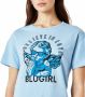 Blugirl Bijgesneden katoenen t-shirt met afdrukken Blauw Dames - Thumbnail 2