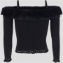 Blumarine Gebreid Vest met Nepbont Kraag Zwart Dames - Thumbnail 2