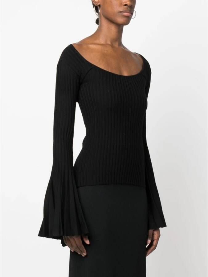 Blumarine Zwarte Sweaters met Plissé Detail Zwart Dames
