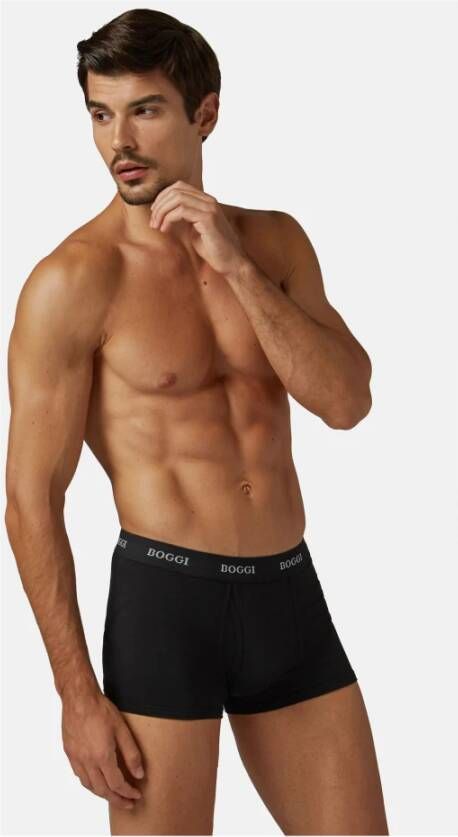 Boggi Milan Stretch Cotton Jersey Boxer Shorts Zwart Heren