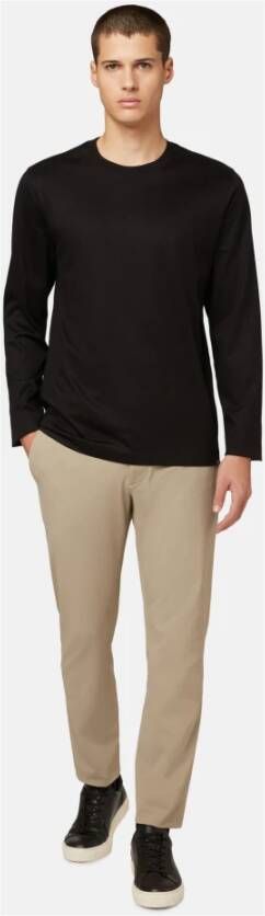 Boggi Milano Pima katoenen trui met lange mouwen T-shirt Zwart Heren
