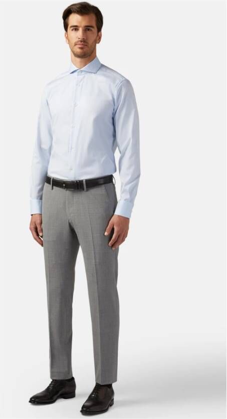 Boggi Milano Slim Fit Pinpoint katoenen shirt Blauw Heren
