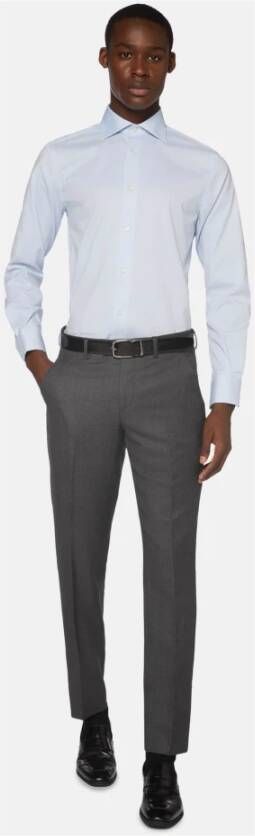 Boggi Milano Stretch P.Point Windsor Collar Shirt Regely Fit Blauw Heren