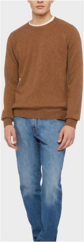 Boglioli Luxe Bruine Cashmere Crewneck Sweater Bruin Heren