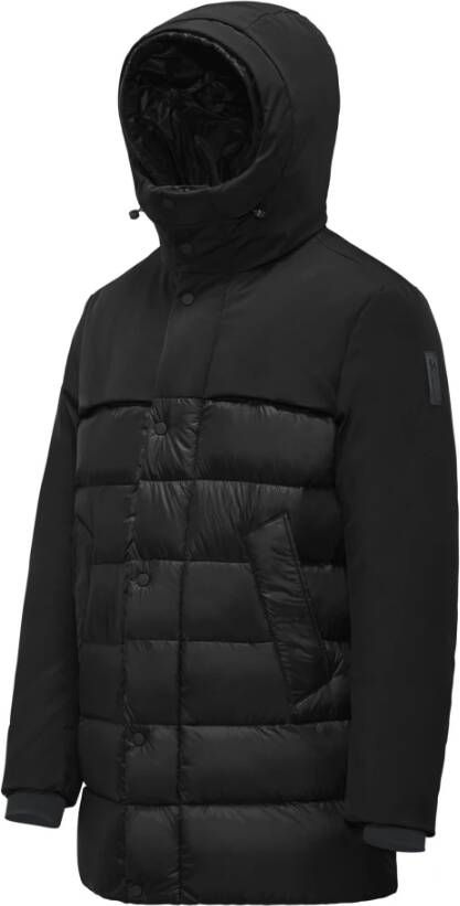 BomBoogie Bimateriaal Parka met Dubbele Capuchon en Donsvulling Zwart Heren