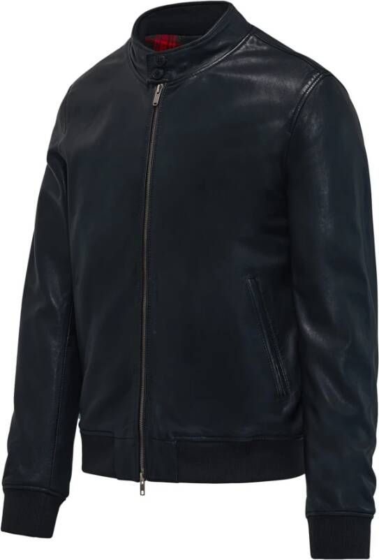 BomBoogie Friz Leren Jas Blauw Heren