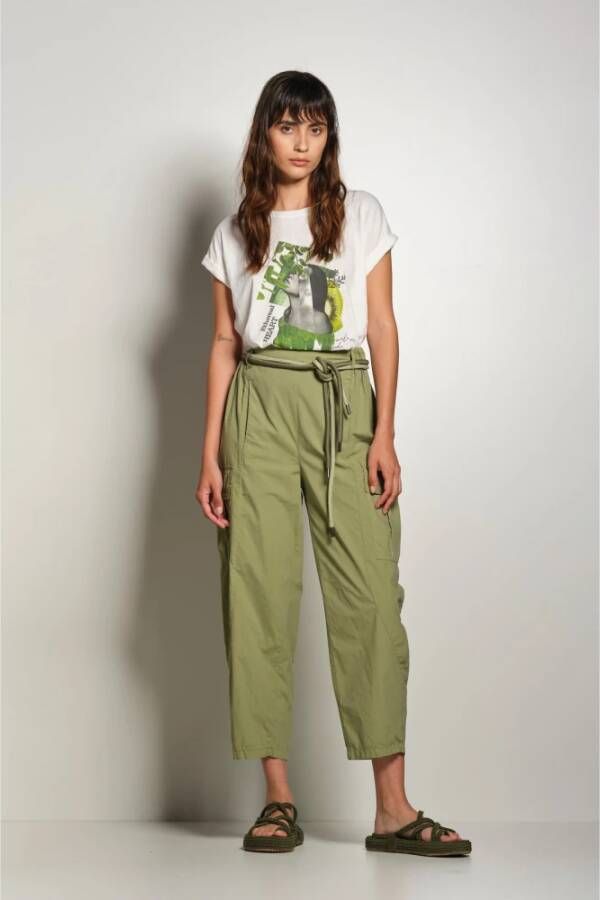 BomBoogie Cargo Ballon Fit Broek met Twee-Tone Touw Riem Groen Dames