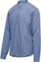 BomBoogie Linnen Katoenen Mandarin Kraag Shirt Blauw Heren - Thumbnail 2