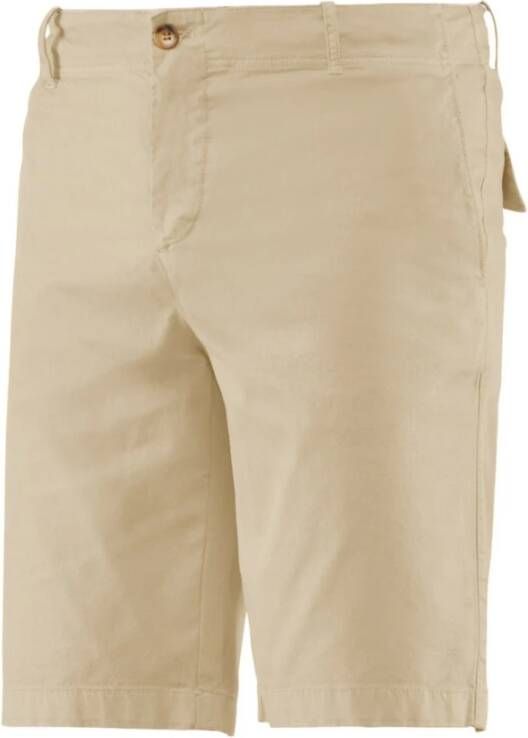 BomBoogie Slim Fit Stretch Katoenen Chino Bermuda Shorts Beige Heren