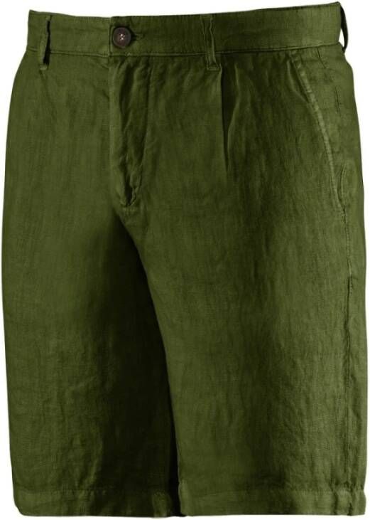 BomBoogie Comfortabele Fit Linnen Chino Bermuda Shorts Groen Heren