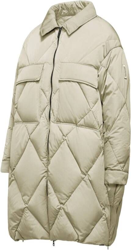 BomBoogie Diamantgestikte Nylon Overjas met Donsvulling Beige Dames