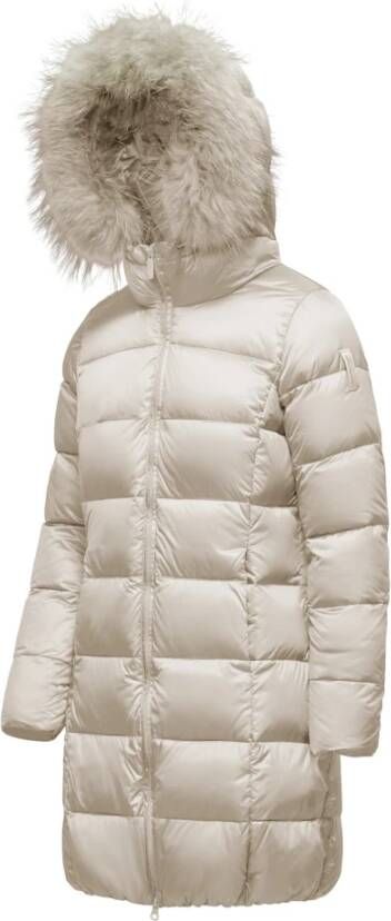 BomBoogie Heldere Nylon Bont Gevoerde Puffer Beige Dames