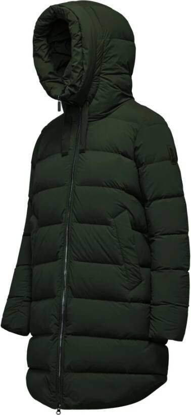 BomBoogie Stretch-Nylon Gewatteerde Jas met Capuchon Groen Dames