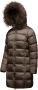 BomBoogie Heldere Nylon Hooded Bont Puffer Bruin Dames - Thumbnail 2