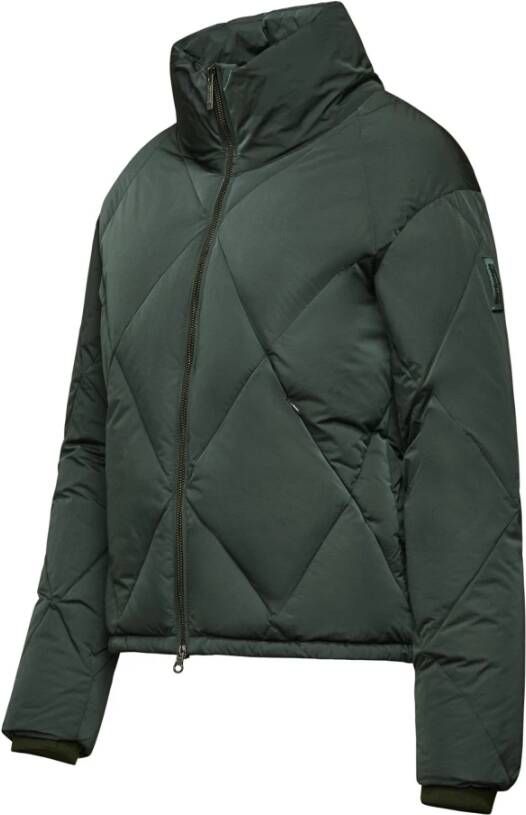BomBoogie Korte Nylon Donsjas met Diamant Quilting Groen Dames