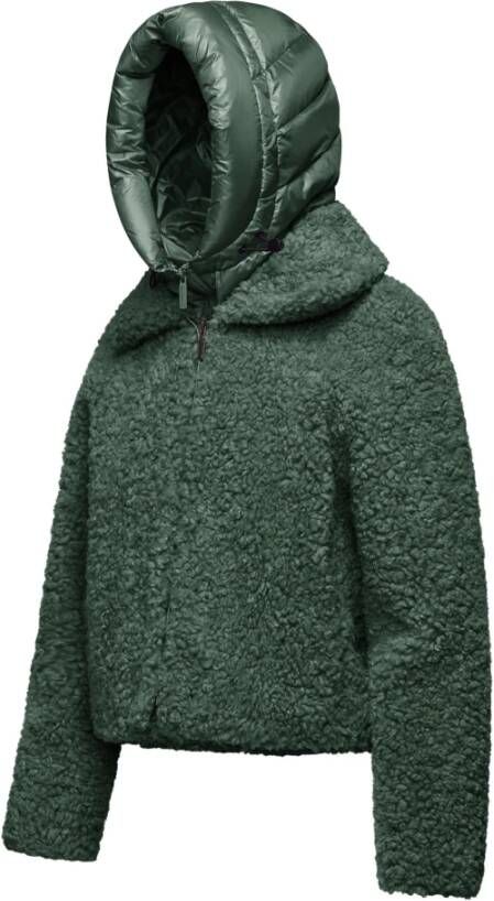 BomBoogie Korte Sherpa Fleece Hoodie Jas Groen Dames