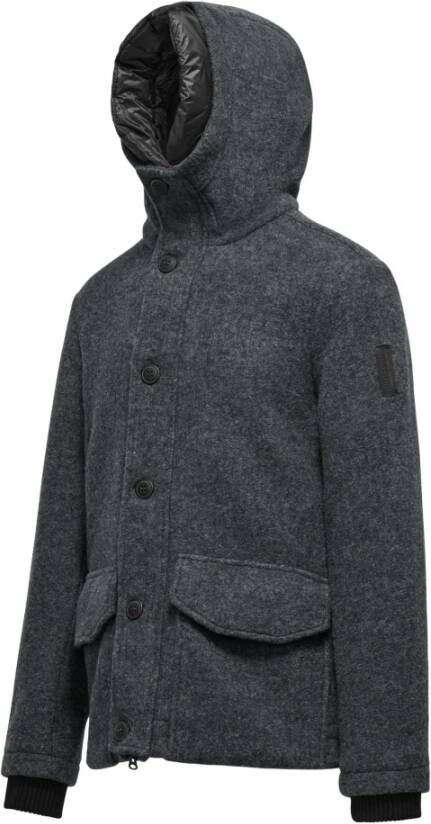 BomBoogie Korte wollen parka met capuchon Grijs Heren