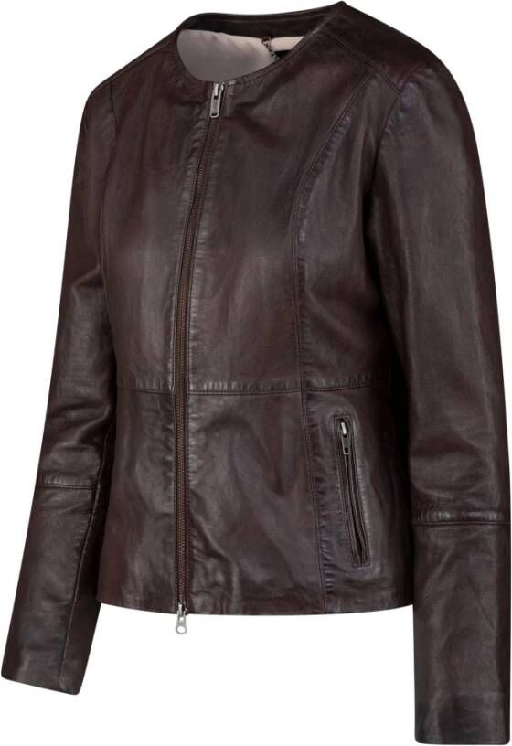 BomBoogie Slim-Fit Leren Jas Bruin Dames