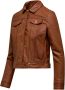 BomBoogie Zigy Leren Jas Dames Slim Fit Bruin Dames - Thumbnail 2