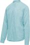 BomBoogie Linnen Katoenen Mandarin Kraag Shirt Blauw Heren - Thumbnail 2