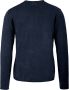 BomBoogie Crew Neck Gebreide Trui met Omgeslagen Zoom Blauw Heren - Thumbnail 2