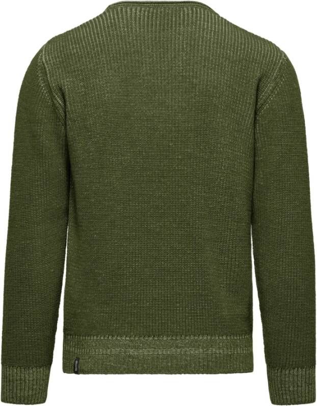 BomBoogie Geribbelde wollen blend crewneck trui Groen Heren