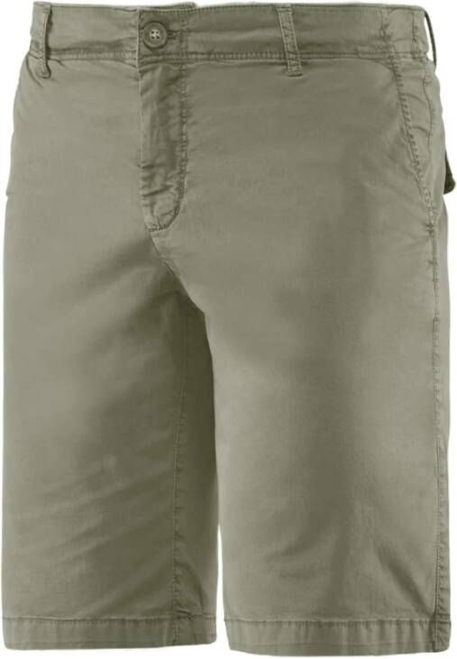 BomBoogie Stretch Katoenen Gabardine Slim Fit Chino Bermuda Shorts Beige Heren