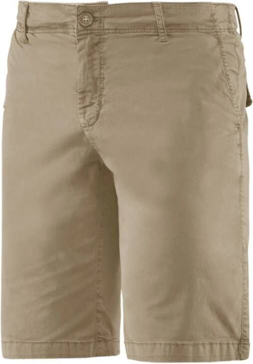 BomBoogie Stretch Katoenen Gabardine Slim Fit Chino Bermuda Shorts Beige Heren