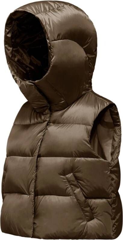 BomBoogie Ottawa Vest Korte dames donsvest van Bright Nylon Bruin Dames