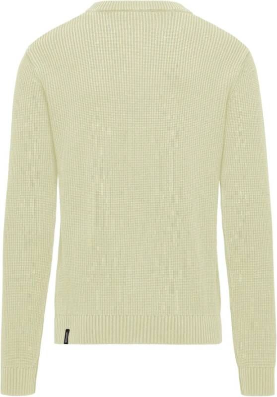 BomBoogie Warme Geribbelde Katoenen Crew Neck Sweater Beige Heren