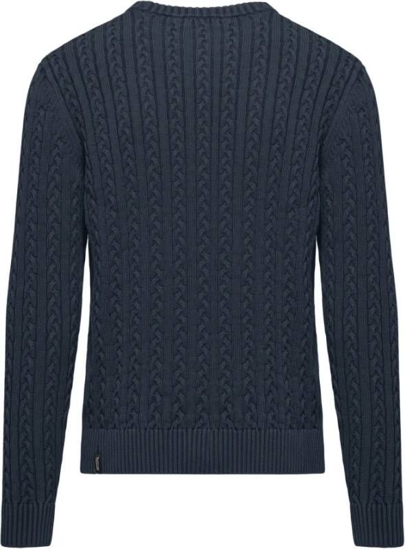BomBoogie Warme Katoenen Kabel Gebreide Trui Blauw Heren