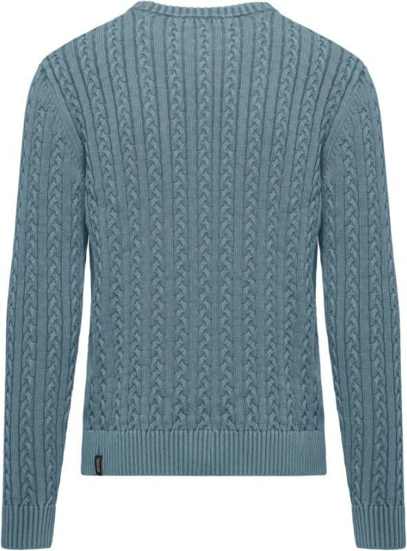 BomBoogie Warme Katoenen Kabel Gebreide Trui Blauw Heren