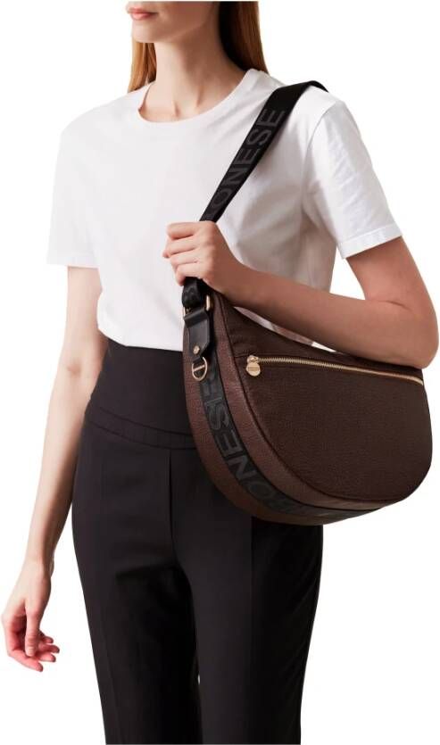 Borbonese Medium Luna Tas Eco Line Hobo Tas Bruin Dames