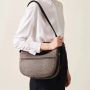 Borbonese Kleine Luna Tas met Natuur Zwart Print Black Dames - Thumbnail 4