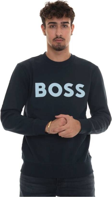 Boss Crewneck sweatshirt Blauw Heren
