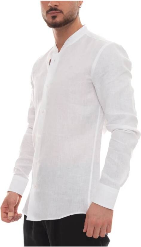 Boss H-Hank-Standup Overhemd with guru collar Wit Heren