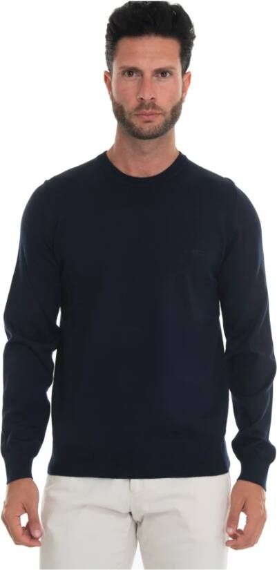 Boss Round-neck pullover Blauw Heren