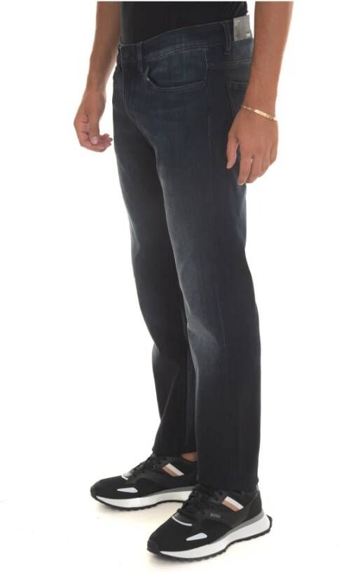 Boss Slim Fit Stone Washed Denim Jeans Blauw Heren