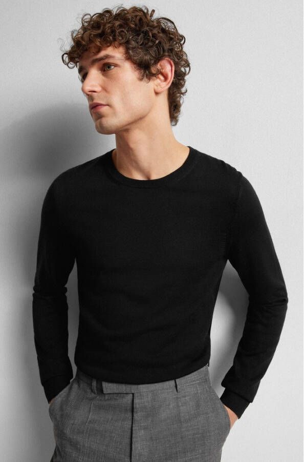 Boss Slim-fit trui gemaakt van nieuwe wol Zwart Heren