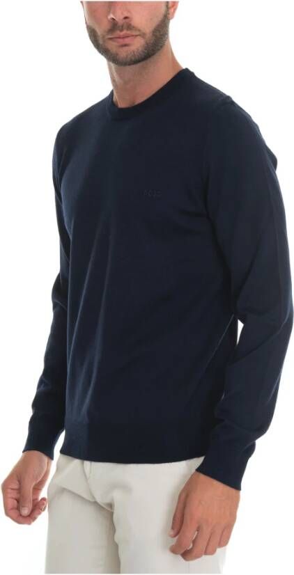 Boss Ronde Hals Pullover Blue Heren
