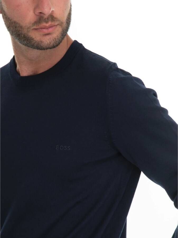 Boss Ronde Hals Pullover Blue Heren