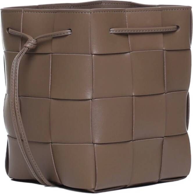Bottega Veneta Bruine Lamsskin Tas met Leren Sluiting Bruin Dames