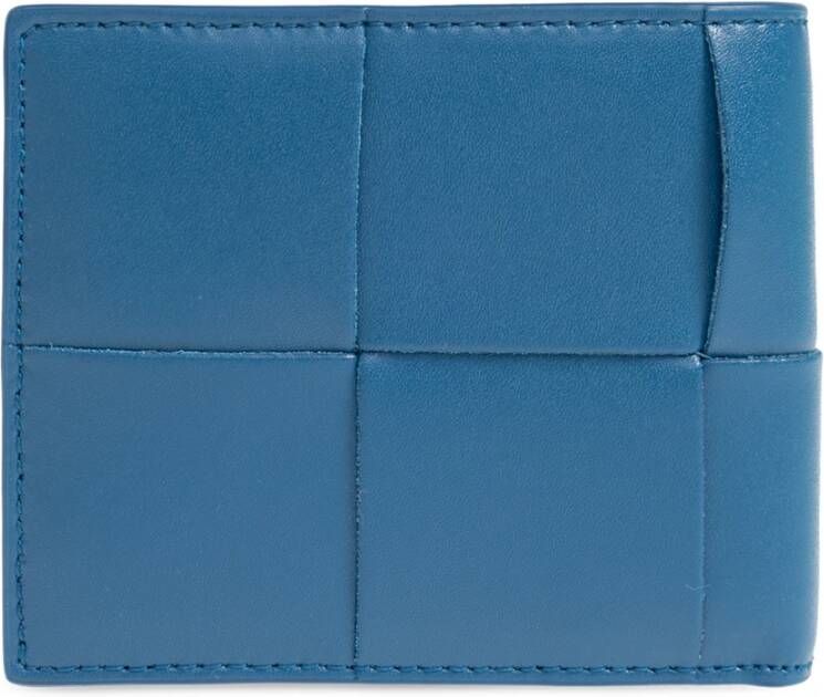 Bottega Veneta Leren opvouwbare portemonnee Blue Heren